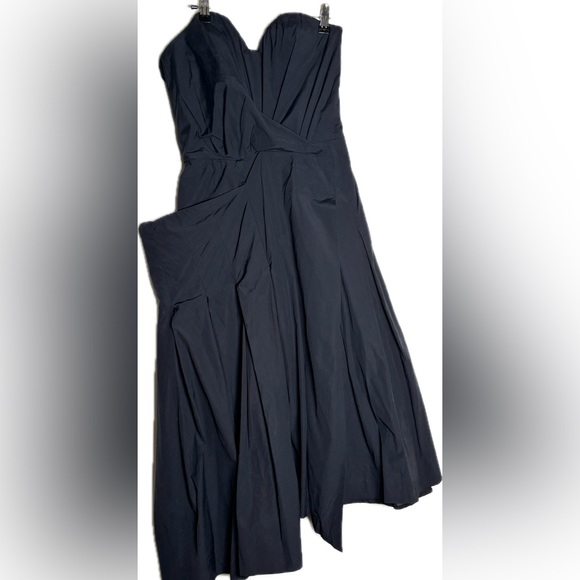 Vintage Marc by Marc Jacobs Strapless Cotton DressBlack Draped Bustier Midi